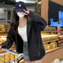 开春外套女春秋款连帽卫衣女2025新款韩系灰色开衫春季上衣女