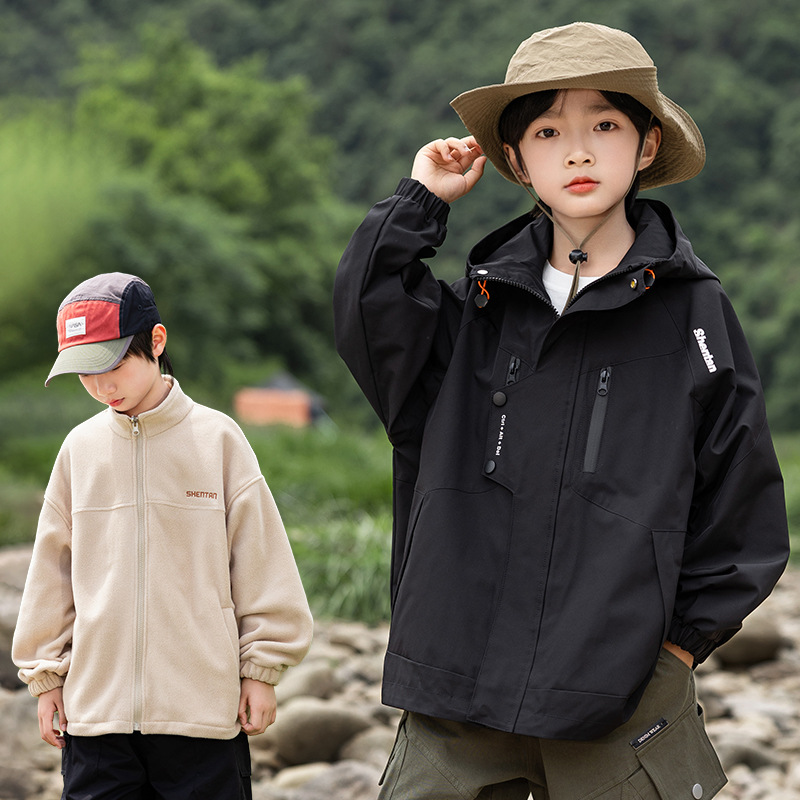 Primavera y otoño 3 - en - 1 chaqueta de asalto para niños de otoño impermeable chaqueta a prueba de viento para niñas de otoño y invierno chaqueta desmontable