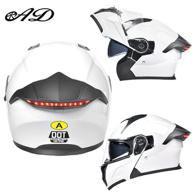 Motosiklet kaskı (dəbilqə) — Vehicle Off-Road Riding Safety Helmets - newly-upgraded-taillight-model-white-high-definition-mirror-m54-56-head-circumference
