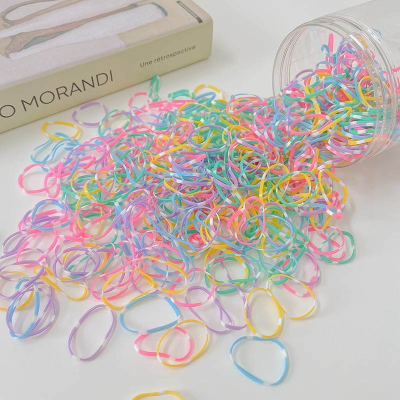 Banda de goma desechable para el cabello no lastimado Anillo de goma para trenza de niña Banda de goma Color Valor de alta cuerda elástica para el cabello Tocado