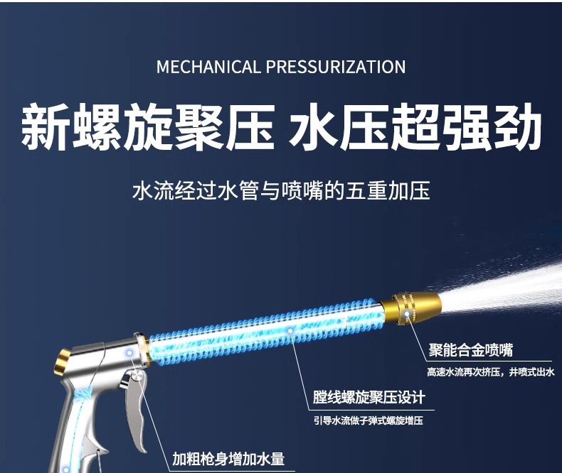 High Pressure Car Washing Water Gun Household Washing Flower Watering Telescopic Water Pipe Hose Tap Water Pressurized Pressurized Water Gun Nozzle Gun