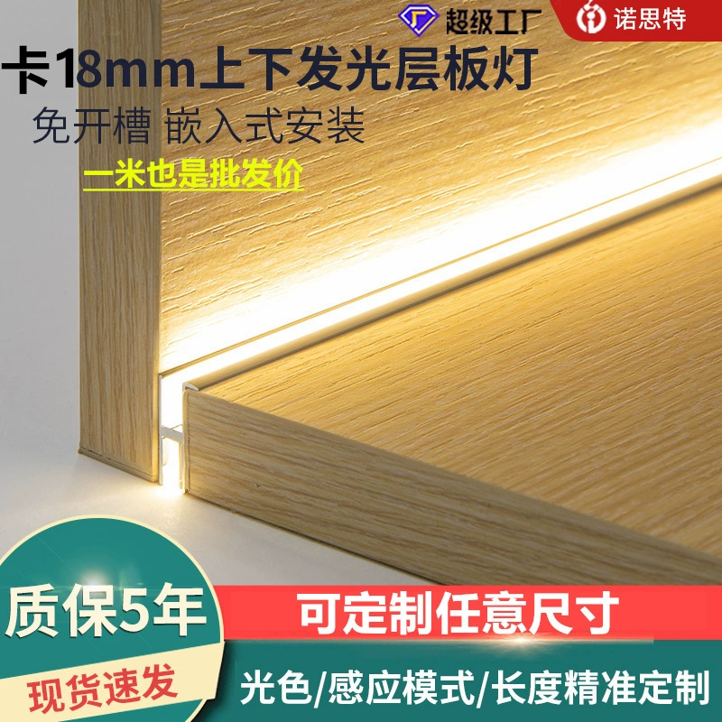 LED double-sided light panel, induction bookcase, interior lighting for wardrobe, light strip, groove, 18mm