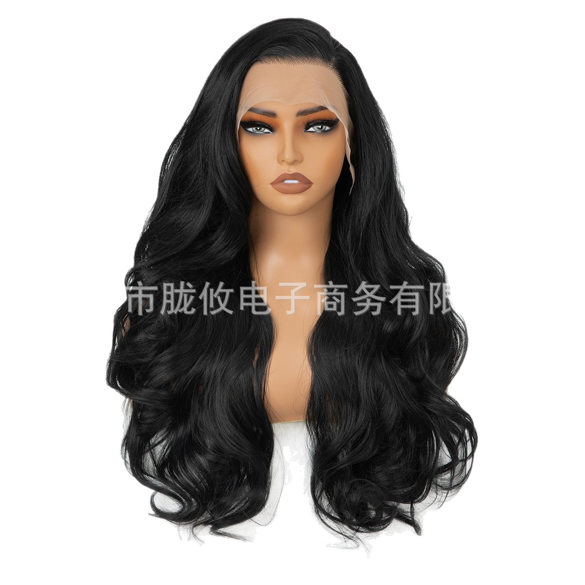 Frente transfronteriza de encaje pelucca pelucca negra tejida a mano 13 * 4 pelucca de cabello largo negro pelucca de cabello para mujeres
