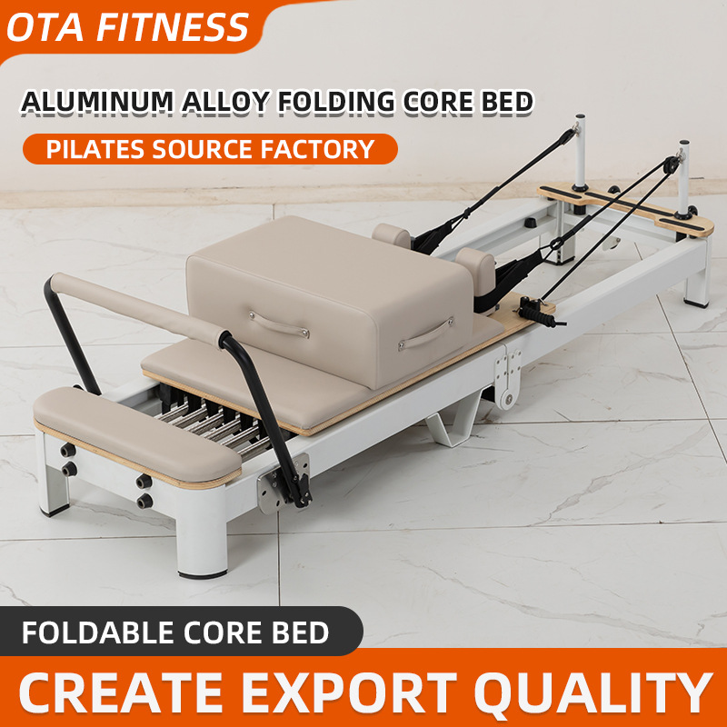 Cama plegable de aleación de aluminio pequeña cama blanca Pilates gran instrumento cama central de alta gama cama central plegable comercial de Pilates