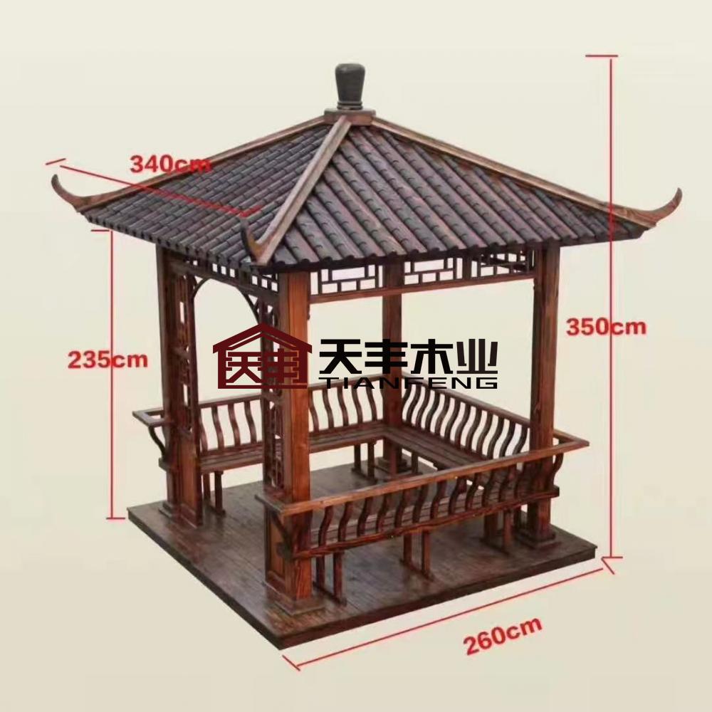 凉亭户外庭院 六角实木古建凉亭现货 防腐碳化木凉亭安装-阿里巴巴