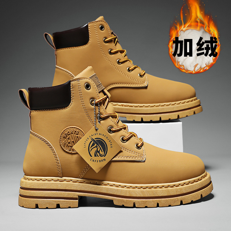 Botas Martin para hombres retro estilo británico botas de ruibarbo moda versátil con veludo calentamiento invierno grueso aumento de altura botas de herramienta image 4