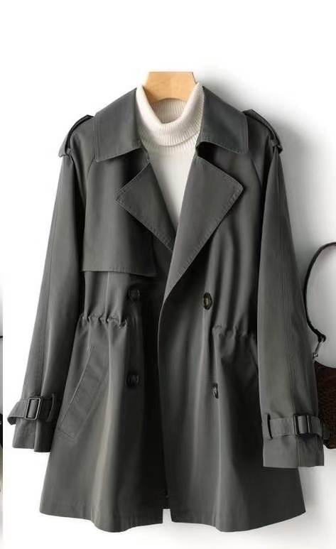 Women's Clothing Women's trench coat, medium length, small and versatile, 2024 spring and autumn new style waist style popular coat_voghion.com