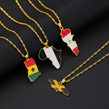 欧美跨境世界各国地图合金滴油项链女旗帜项链男速卖通热销饰品