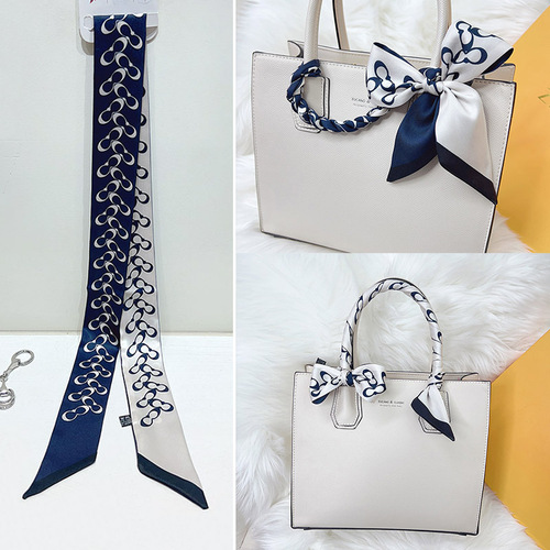 Long strip small silk scarf tied tote bag silk scarf holder wrapped bag ribbon shopping bag bag strap twill handle hair tie