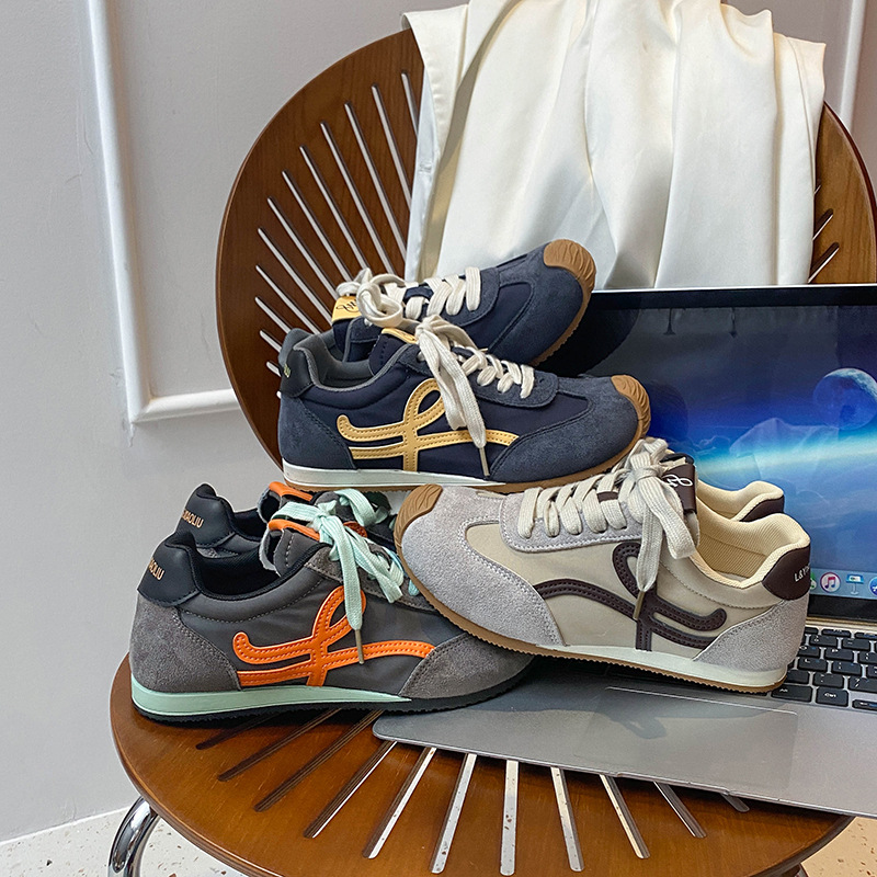 2025 otoño nuevo estilo retro marrón casual zapatos planos de moda zapatos de color combinado Agan zapatos deportivos de entrenamiento alemán