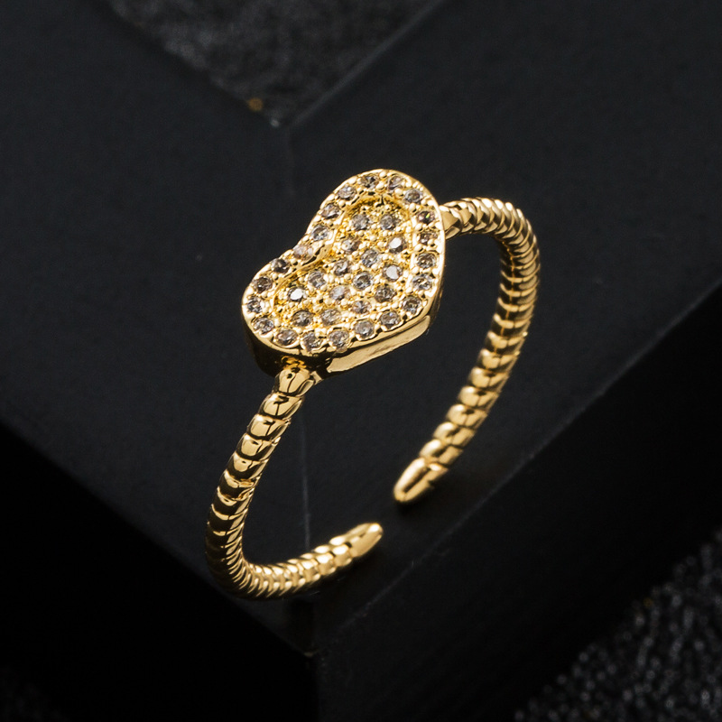 New Copper Gold-plated Micro-set Zircon Ring Hip-hop Open Ring display picture 5