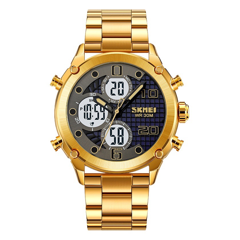 Skmei deportes al aire libre reloj electrónico de los hombres reloj de doble movimiento multifuncional reloj de alarma impermeable reloj electrónico luminoso