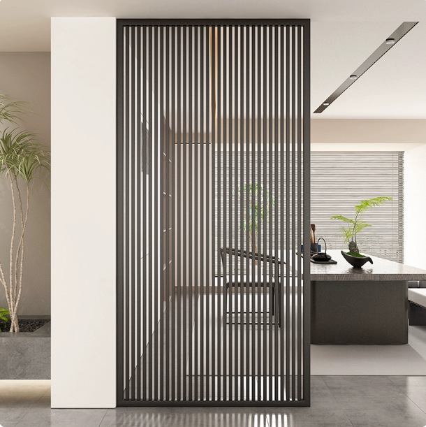Wabi-Sabi Style Cross Grid Screen Office Stainless Steel Grille Living Room Entry Modern Simple Iron Partition