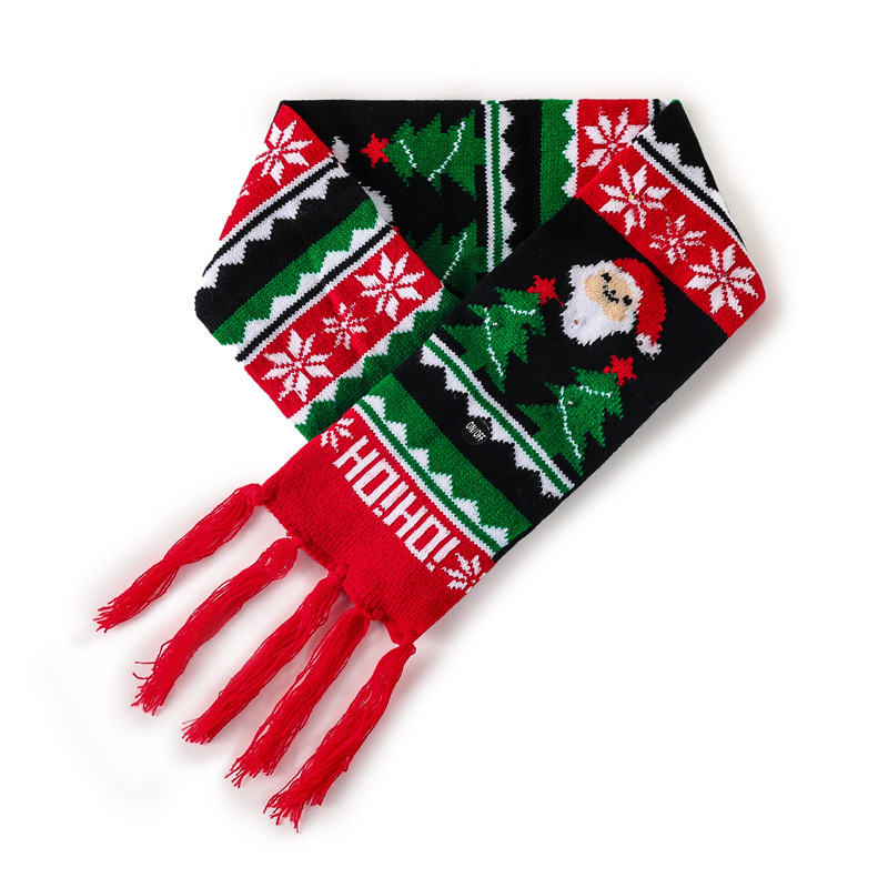 Bufanda de Navidad de punto europeo y americano transfronterizo con bufanda de punto de luz LED babero de color universal para niños y adultos