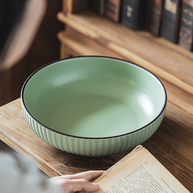 Tazón grande de estilo nórdico para cangrejos de río, tazón grande para pescado en escabeche, tazón de cerámica estilo retro extra grande para sopa y fideos, tazón de sopa para el hogar.