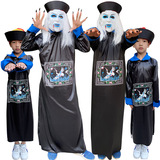 Хэллоуин Черно -белый Костюмы несигнализация Взрослая одежда Смертельная одежда Цин Династия Зомби Садако ужас призрачная одежда