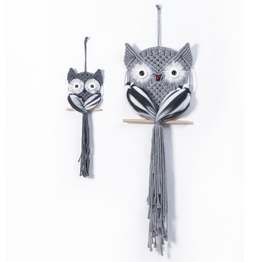 Cuerdas de algodón tejidas a mano búho colgante creativo tapices de estilo bohemio decoración de pared colgante de puerta de entrada