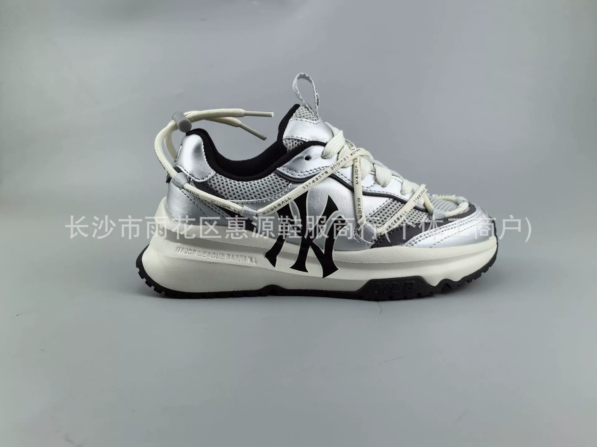 2024 год новые кроссовки MLB Silver Horn King 24ss Нью-Йорк Янкис серебро NY увеличенная толстая подошва dad shoes чистая оригинал