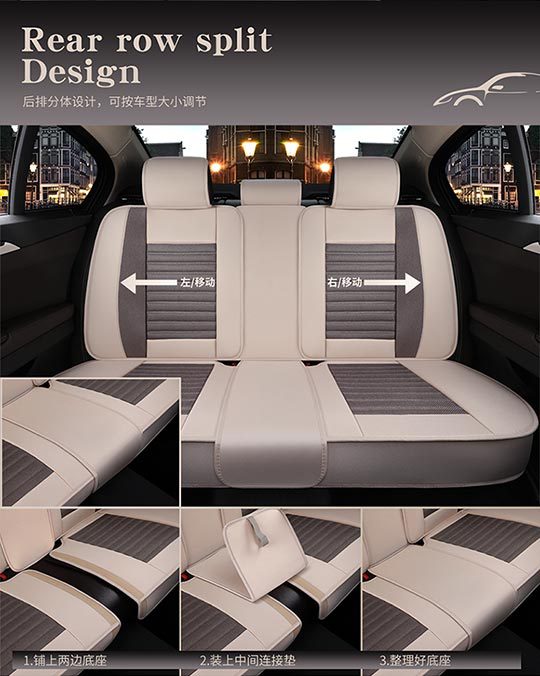 Car Seat Cushion, Universal for All Seasons, Fully Enclosed Seat Cover, Linen Breathable Fabric Seat Cushion, Universal Seat Cushion Cover for Five Seats in the Car