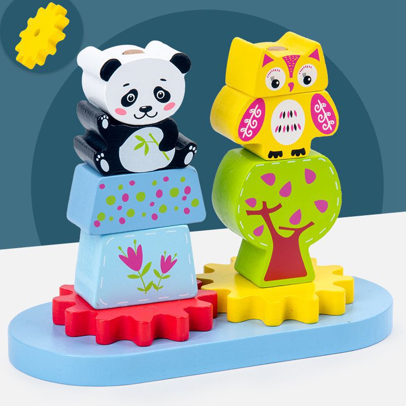 叠叠乐婴儿童玩具动物塔套圈圈早教层层叠动物0-1-2周岁宝宝3|ms