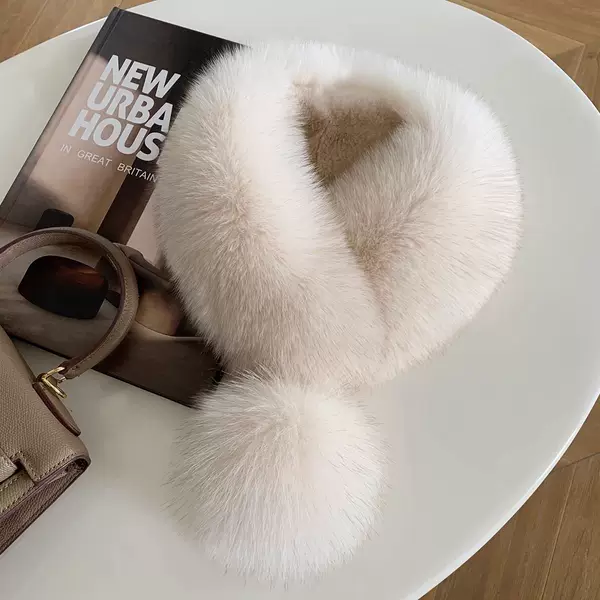 Korean style new fox fur scarf women's autumn and winter versatile short big fur ball fur magnet suction buckle fur scarf temperament