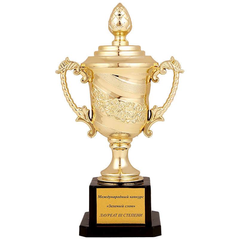 Vela rosa de plástico trofeo Deportes Fútbol baloncesto competencia entrenamiento suministros galvanoplastia pequeño trofeo con tapa