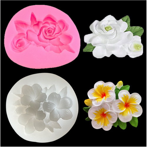 Gardenia plumeria flower silicone mold fondant cake chocolate mold aromatherapy plaster mold