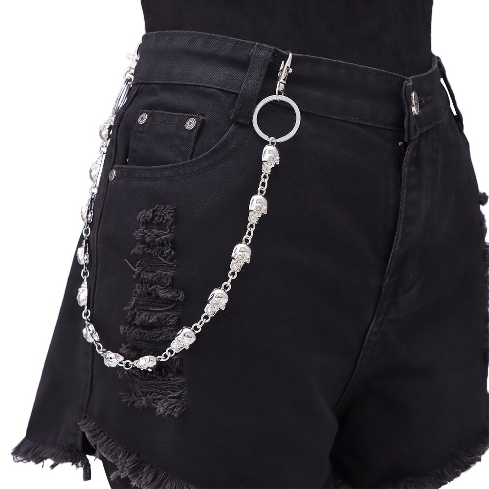 Bestseller: Totenkopf-Hüftkette mit Geisterkopf-Motiv für Herren – Hip-Hop-Style, Metall-Hose_voghion.com