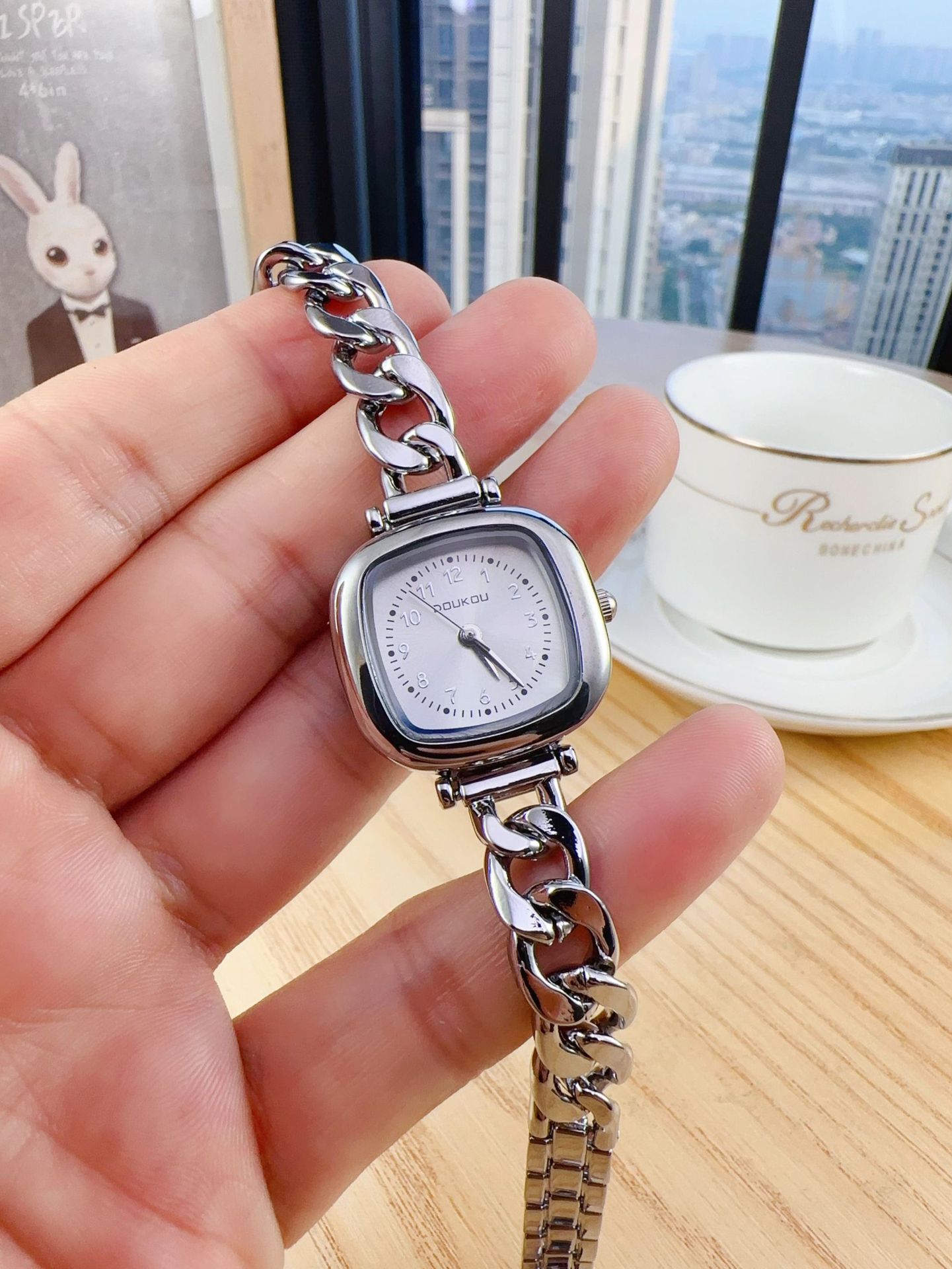 50g Weight Ordinary Glass Mirror Material Alloy Strap Material Watch Classification Pointer Display Type Single Folding Buckle Buckle Style Square Dial Shape Weekend Occasion Quartz Movement Geometric Pattern All Seasons Season Women's Gender Casual Style Casual Geometric Single Folding Buckle Quartz Watch 9