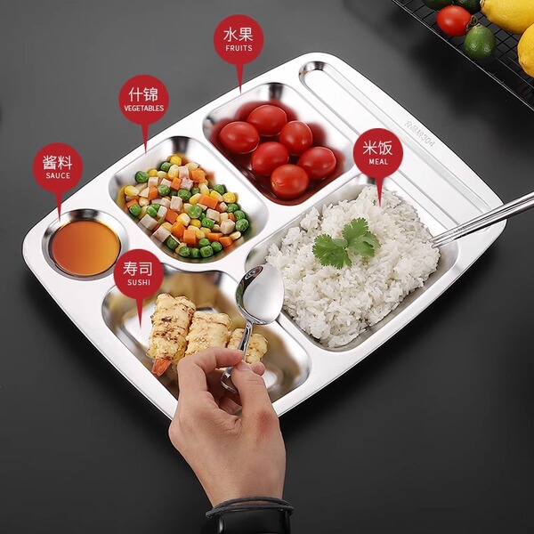 Square dinner plate stainless steel for children and adults