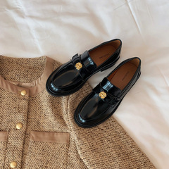 葡萄媽studiolee微醺德魯納~貴貴山茶花金扣圓頭一腳蹬粗跟樂福鞋