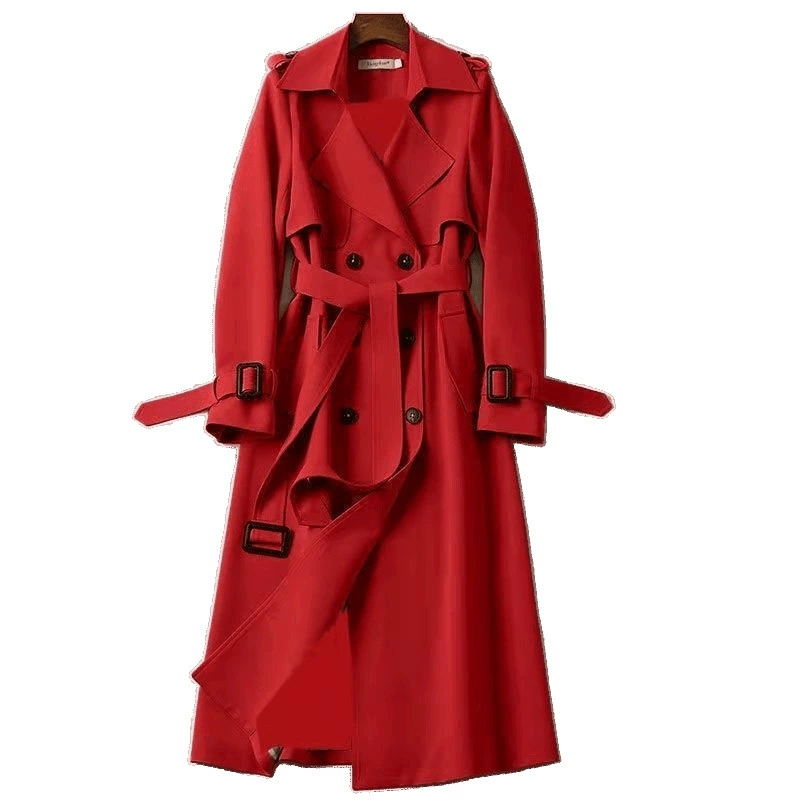 Черное длинное осеннее trench coat, середина длины, корейский стиль, для подростков, британский стиль