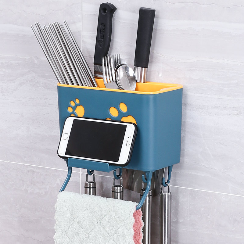 Jaula de palillos, estante, colgante de pared, portacuchillas sin perforaciones, caja de almacenamiento de cuchillos, suministros de cocina, palillos, palillos, canasta de palillos, rejilla de drenaje