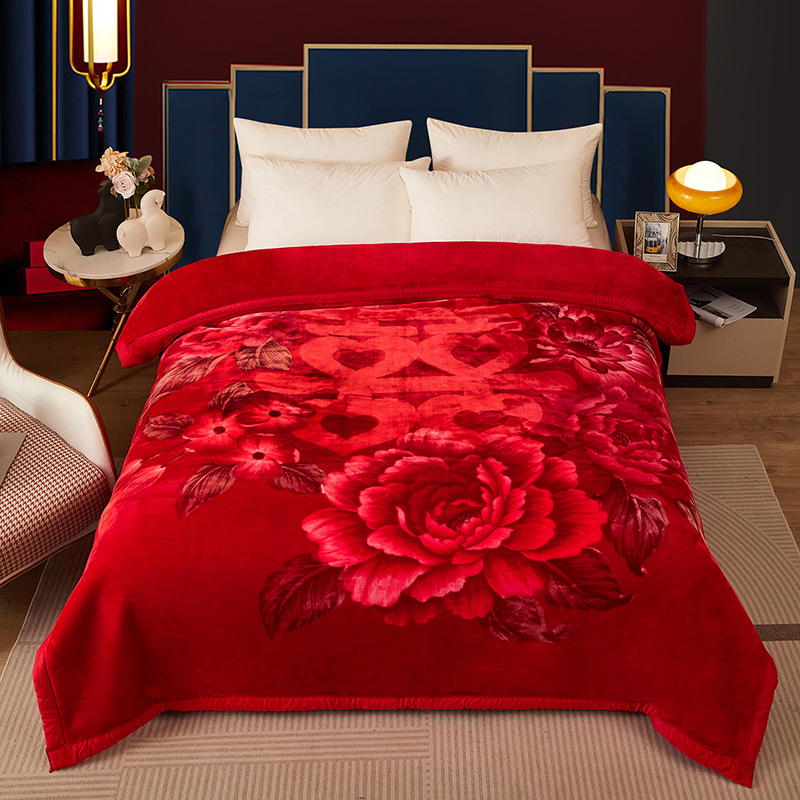 Comercio exterior transfronterizo espesado doble capa mantas de lacerel gran manta de boda roja de oficina siesta mantas de sofá mantas al por mayor