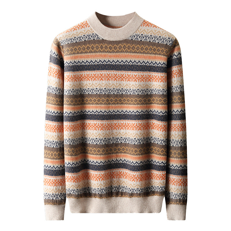 Maglione casual in cashmere jacquard natalizio da uomo in stile maturo leggero, per ragazzi, dimagrante, caldo e casual_voghion.com