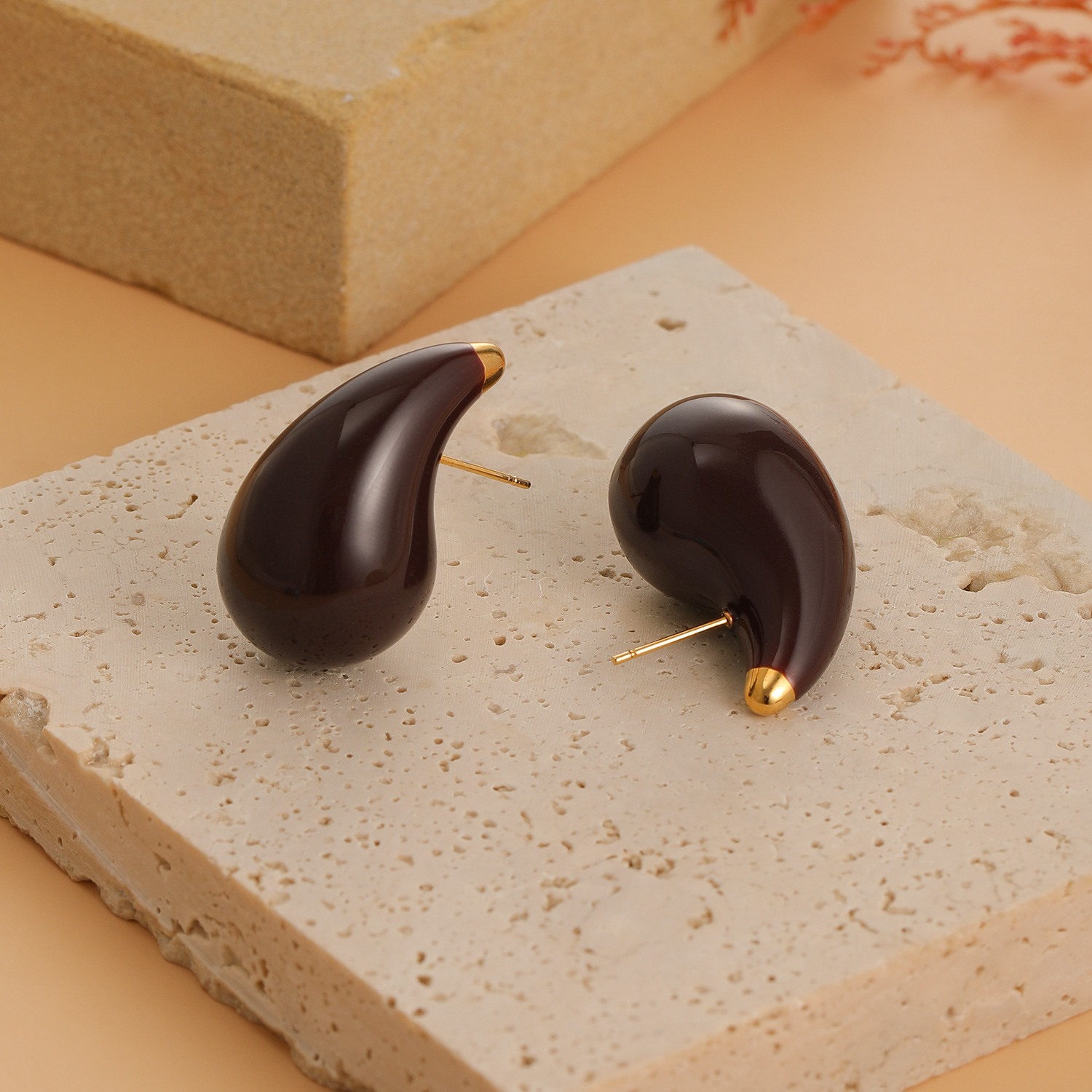 Women's Gender Epoxy Design 1 Pair Elegant Vintage Style Geometric Water Droplets Solid Color Epoxy Stainless Steel Ear Studs