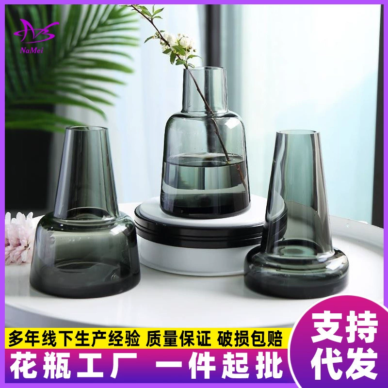 Ins ветер минималистский стеклянная ваза прозрачная цветочная композиция офисная столешница гидропонная бутылка украшения высокого уровня