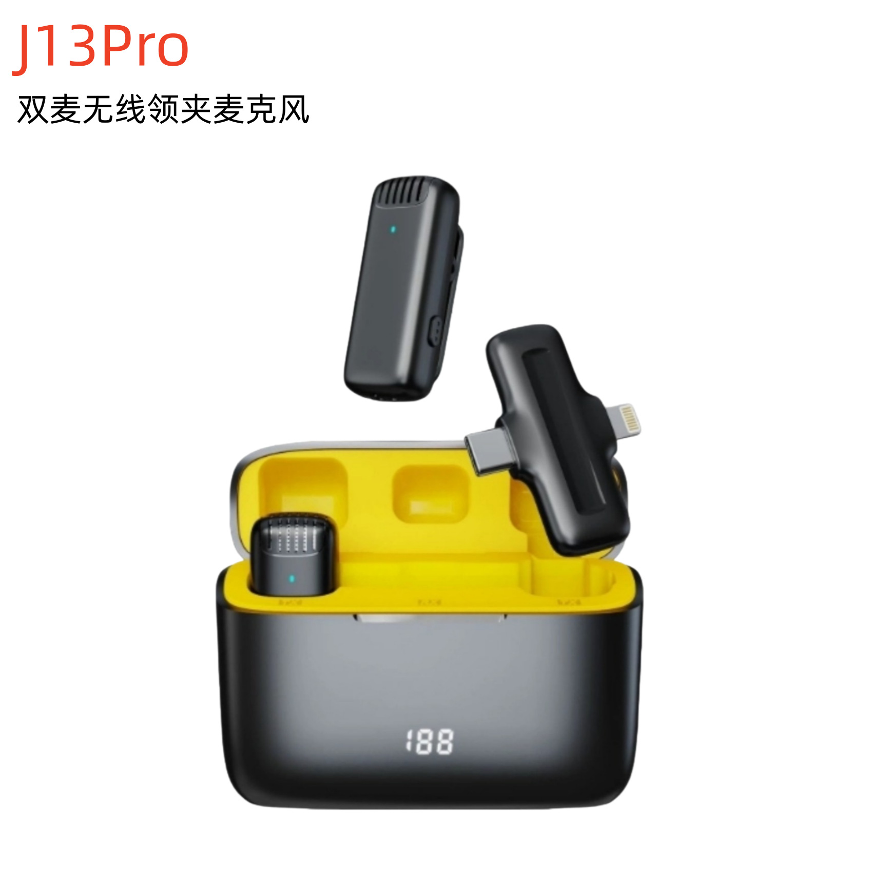 Transfronterizo j13pro collar clip tipo explosivo micrófono de un arrastrador de dos reductores de ruido con pantalla digital cargador de transmisión en vivo micrófono de grabación