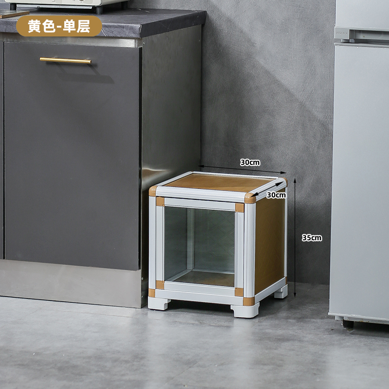 家庭用食器棚キャビネットシンプルな昔ながらの収納キッチンアルミ合金収納キャビネットステンレス鋼収納キャビネット田舎|undefined