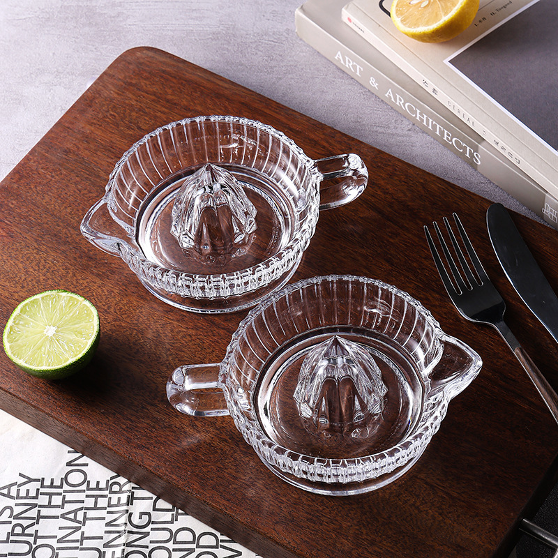Juegos de limón de vidrio de lujo ligeros jugo de fruta casero jugo de naranja pomelo exprimidor manual