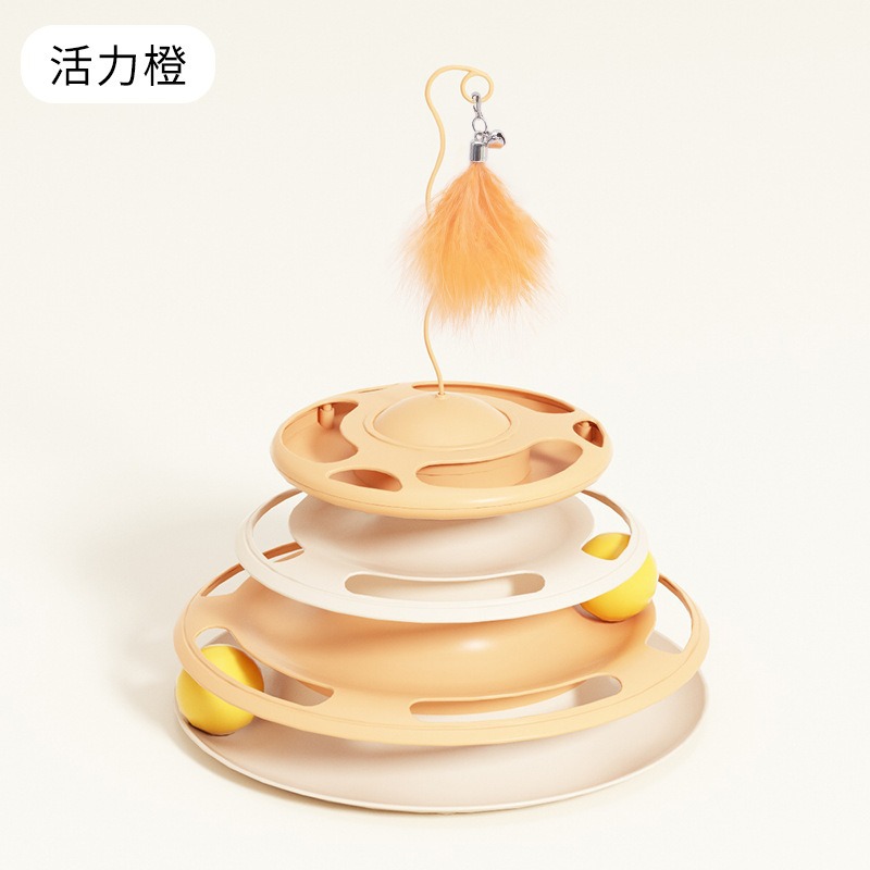 Productos para mascotas juguetes para gatos 3 capas disco giratorio para gatos orbitales placas voladoras de fugas de comida disco giratorio para gatos para aliviar el aburrimiento de los juguetes auto-hi