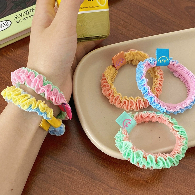 Милая плиссированная кружевная веревка для волос карамельного цвета в Корейском стиле, милая универсальная резинка для волос, высокоэластичная резинка для волос, аксессуары для волос