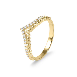 2025 New Fashion V-Shaped Ring Double-Layer Design Cultured Diamond Ring Row Ring Temperament Fresh Jewelry Wholesale