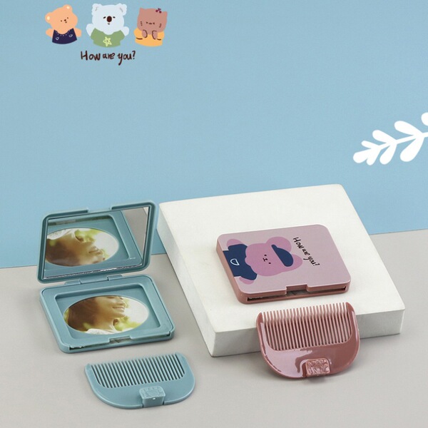 handheld folding cartoon table mirror for students