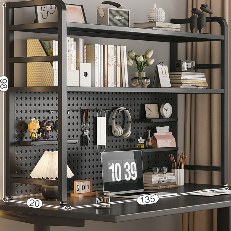 Agujero de escritorio tablero de hierro estantería escritorio rack de almacenamiento dormitorio estante de almacenamiento en capas escritorio hogar organizador rack