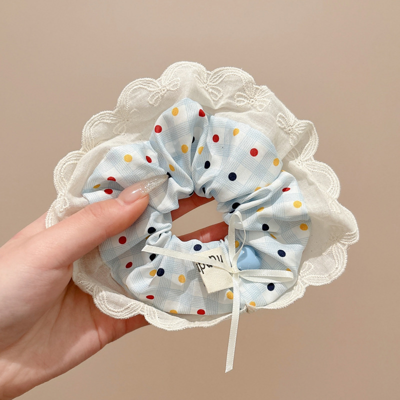 Primavera nueva corbata de pelo de intestino grueso para niños accesorios para el cabello de encaje dulce niña cabeza de bebé flor cuerda para la cabeza tocado de cuerda para el cabello japonés