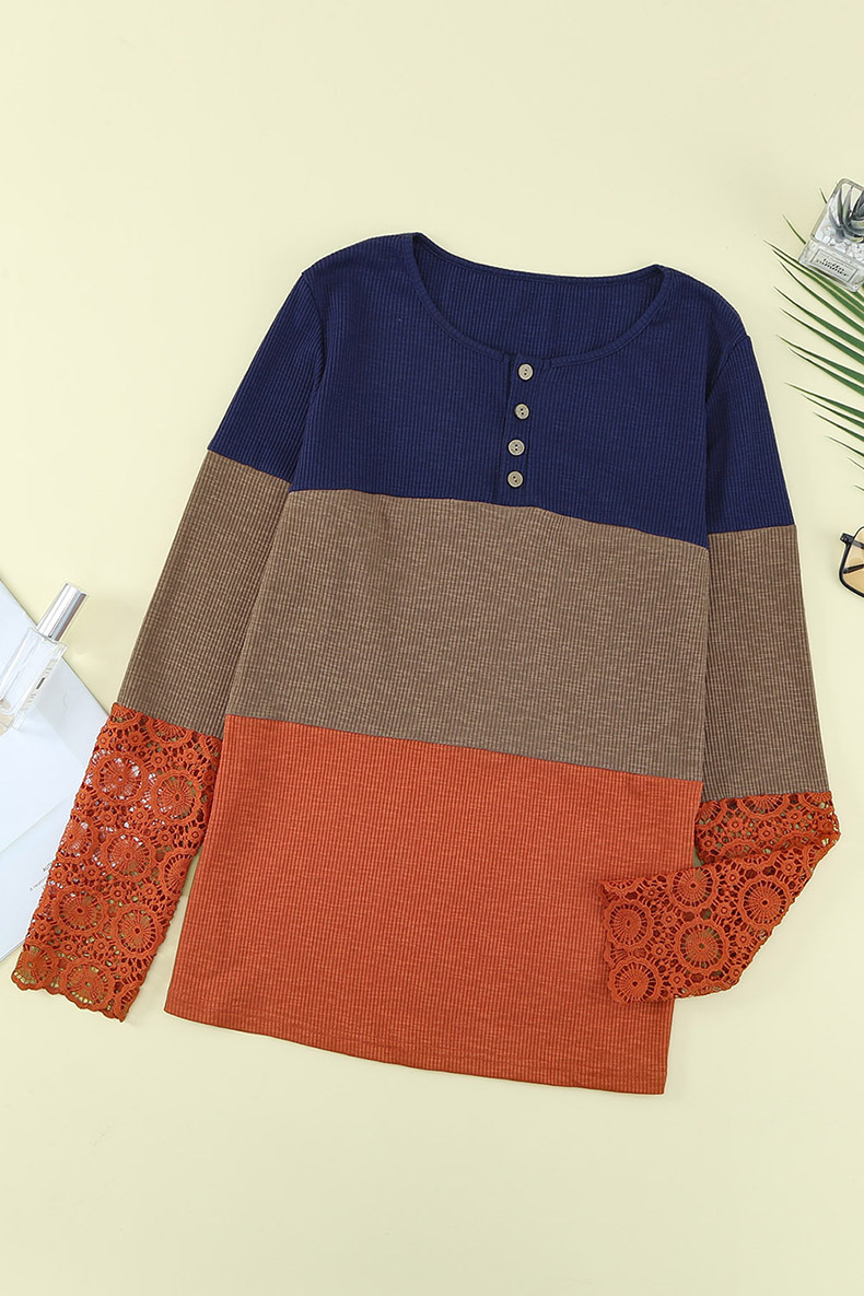 Fashion Stripe Polyester Round Neck Long Sleeve Regular Sleeve Patchwork T-shirt display picture 3