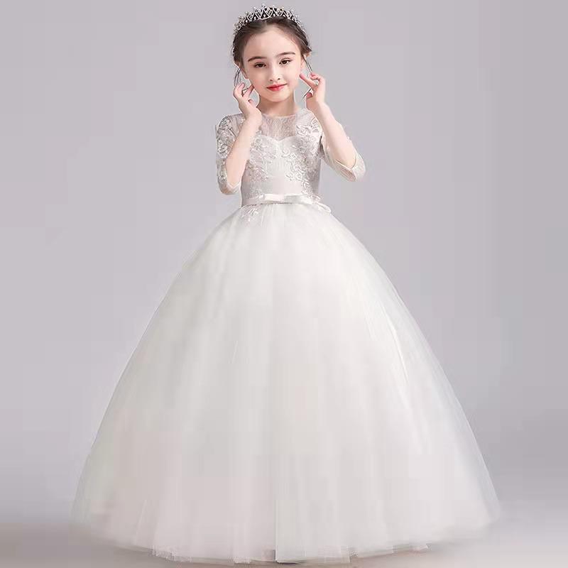 Princess Dress for Girls, White Flower Girl Wedding Dress, Tutu Skirt, Stylish Little Girl Host Performance Outfit, Children's Formal Dress for Girls Princess Dress for Girls, White Flower Girl Wedding Dress, Tutu Skirt, Stylish Little Girl Host Performance Outfit, Children's Formal Dress for Girls