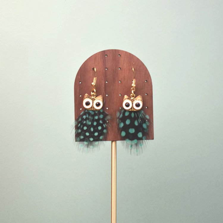 6g Weight Alloy Ear Needle Material Drop Earrings Classification 1 Pair Quantity Casual Occasion Alloy Material Owl Pattern Women's Gender Plating Design Ethnic Style Style 1 Pair Ethnic Style Owl Plating Alloy Feather Drop Earrings 2