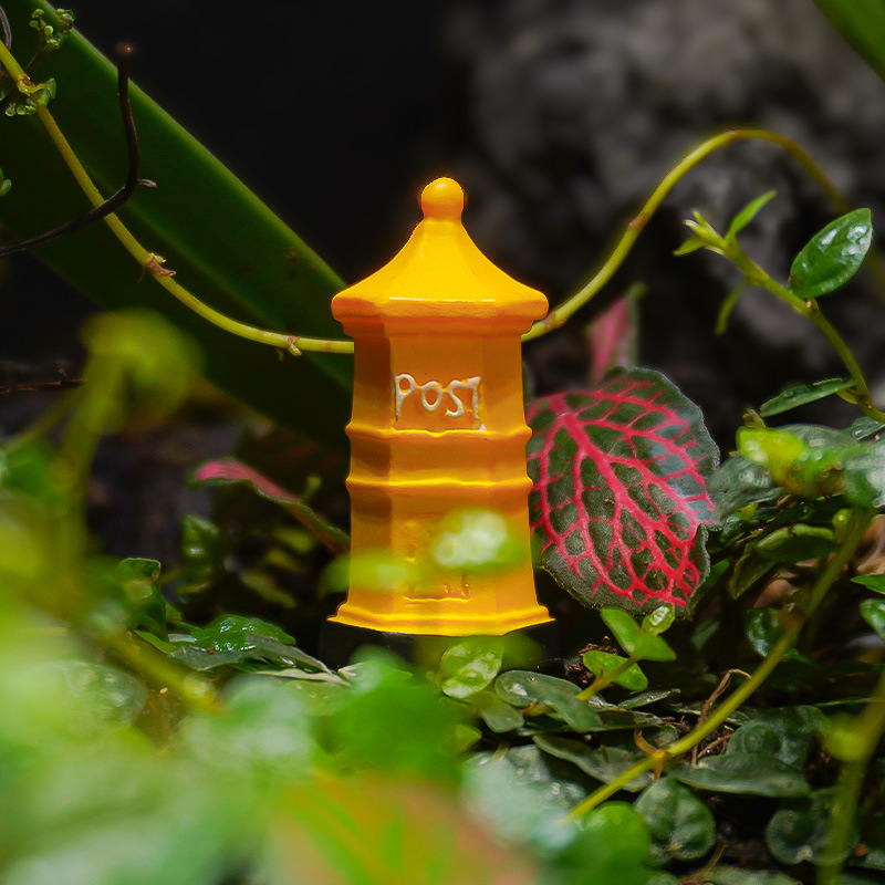 Adorno de Buzón Retro para Micro Paisaje de Resina Decorativo para Acuario